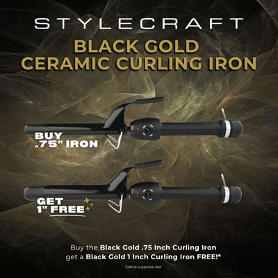 StyleCraft Buy Black Gold .75" Curling Iron and get a Black Gold 1" Curling Iron for FREE