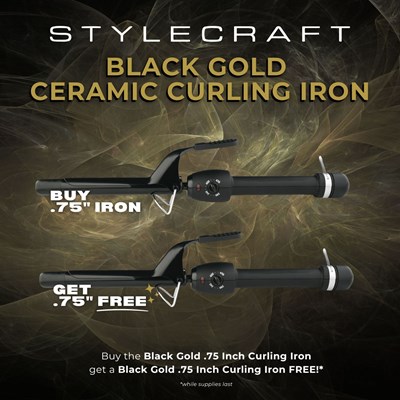 StyleCraft Buy Black Gold .75" Curling Iron and get a Black Gold .75" Curling Iron for FREE