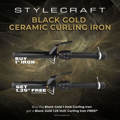 StyleCraft Buy Black Gold 1" Curling Iron and get a Black Gold 1.25" Curling Iron for FREE