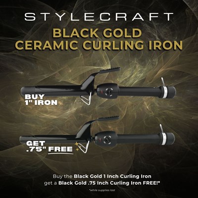 StyleCraft Buy Black Gold 1" Curling Iron and get a Black Gold .75" Curling Iron for FREE